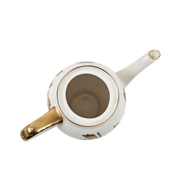 Vintage Royle Kenwood Lidded Teapot Empire England Porcelain Gold Leaf Design - Picture 7 of 9